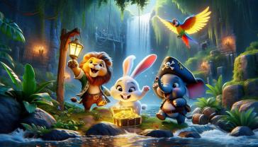 Fotomurali per Cameretta Bambini - Forziere del Tesoro nella Foresta dei Piratini