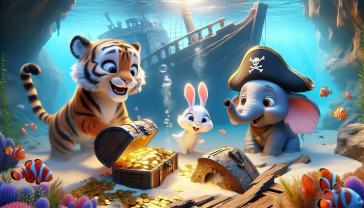 Fotomurales Habitación Infantil - Barco Pirata Hundido y el Tesoro de los Pequeños Piratas