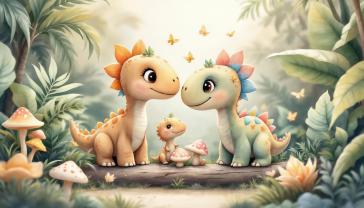 Fotomurali per Cameretta Bambini - Dinosauri e Farfalle nella Foresta Tropicale