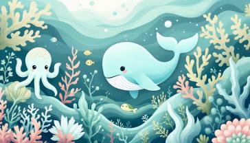 Murais de Parede Quarto Infantil - Fundo do Mar em Tons de Verde Pastel