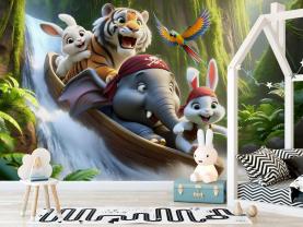 Cascata Tropical com Animais da Selva