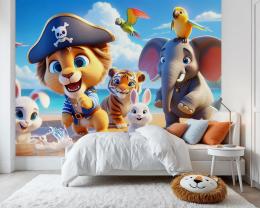 Lion Pirate et Ses Amis sur la Plage Tropicale