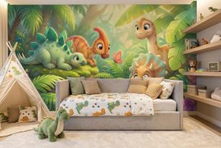 Cute Little Dinosaurs in an Enchanted Forest