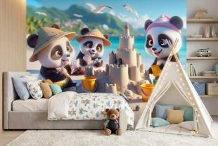 Pandas Adorables en la Playa