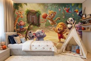 Juego de Baloncesto con Adorables Animales de la Selva