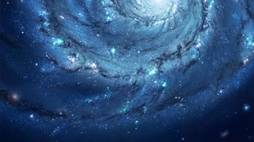 Fototapet Barnerom - Kosmisk Univers med Blå Spiralgalakse