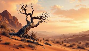 Fotomurales - Árbol Muerto en el Desierto Dorado