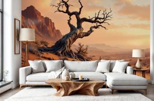 Dead Tree in the Golden Desert