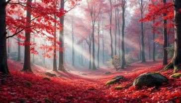 Fototapet - Rød Skov i Efteråret