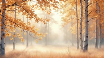 Wall Murals - Forest in Autumn in Warm Tones