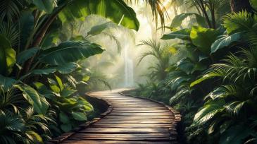 Wall Murals - Tropical Forest with Wooden Path