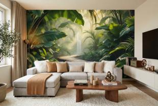 Tropical Forest with Wooden Path