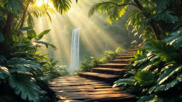 Wall Murals - Tropical Vegetation with Waterfall