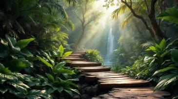 Wall Murals - Waterfall in the Tropical Forest