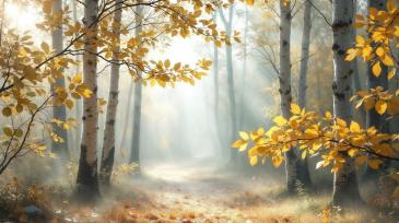 Wall Murals - Autumn Forest with Golden Foliage