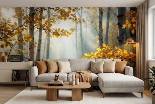 Autumn Forest with Golden Foliage