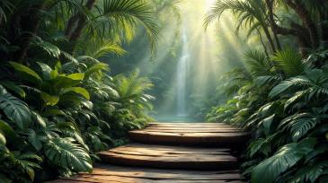 Wall Murals - Waterfall in the Tropical Forest