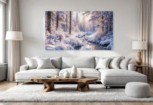 Fototapet - Rosa Vinter i Skoven