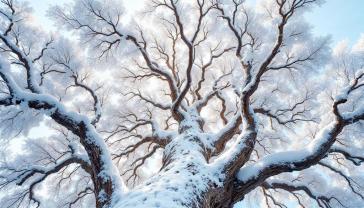 Fotomurali - Grande Albero Con Neve