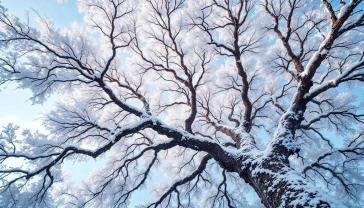 Papier Peint Photo - Grand Arbre Couvert de Neige