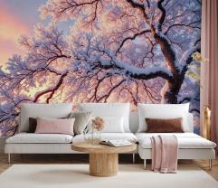 Snowy Tree at Sunset