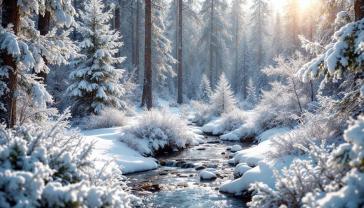 Murais de Parede - Neve na Floresta de Pinheiros