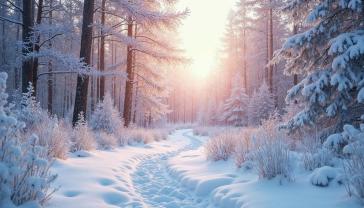 Fotomurali - Inverno Rosa nella Foresta