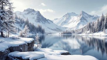 Fototapeten - Verschneite Berge