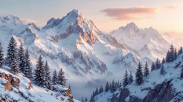 Fotomurales - Montañas Nevadas al Amanecer