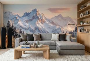 Besneeuwde Bergen bij Zonsopgang