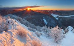 Wall Murals - Snow Landscape Sunset