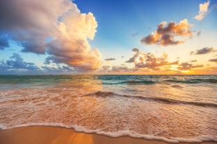 Fototapet - Solnedgang Strand