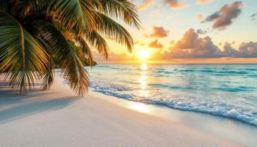 Wall Murals - Sunset on the Paradise Beach