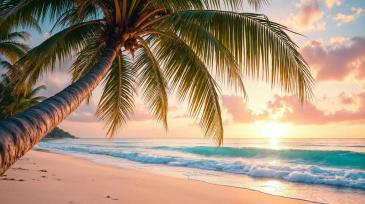 Wall Murals - Tropical Beach at Sunset