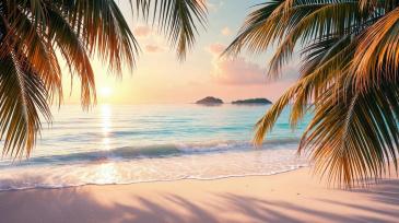 Wall Murals - Sunset on the Paradise Beach