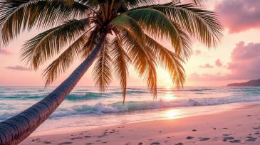 Wall Murals - Pink Sunset on a Paradise Beach