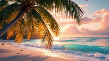 Wall Murals - Pink Sunset on the Tropical Beach