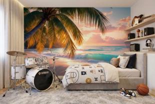 Pink Sunset on the Tropical Beach