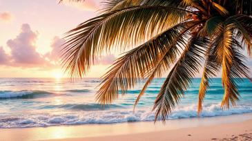 Wall Murals - Pink Sunset on the Turquoise Beach