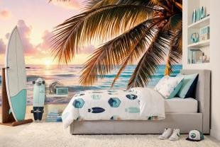 Pink Sunset on the Turquoise Beach