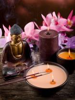 Fototapeter - Buddha Staty & Orkidéer