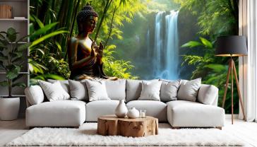 Cascade dans la Forêt avec Bouddha