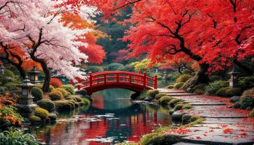Fototapeter - Japansk Trädgård i Höstfärger