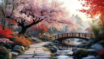 Fotomurali - Giardino Giapponese in Primavera