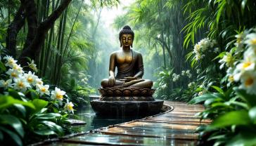 Fotomurali - Statua di Buddha nella Foresta Tropicale