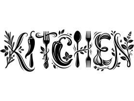 Vægklistermærker - Kitchen – Typografisk Vægdekoration til Køkken