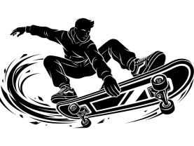 Wall Stickers - Skater Performing a Skate Maneuver