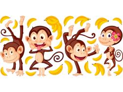 Muurstickers voor Kinderen - Apen (Kit)