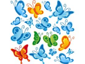 Stickers Muraux Enfants - Kit Décoratif Papillons Bleus