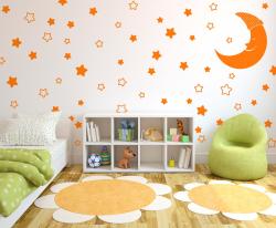 Magical Set of Stars and Smiling Moon